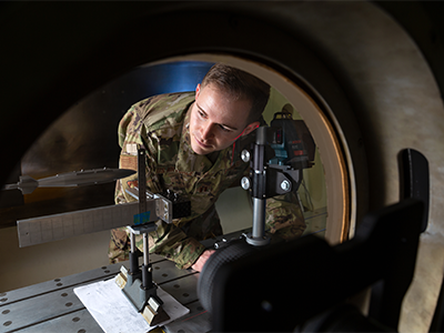 Captain Paul Gulotta performing PIV image calibration.