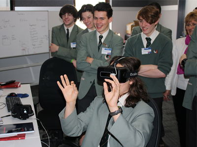 Year 10 students from Eltham College tested out Immersive Visualisation technologies. Year 10 students from Eltham College tested out Immersive Visualisation technologies.