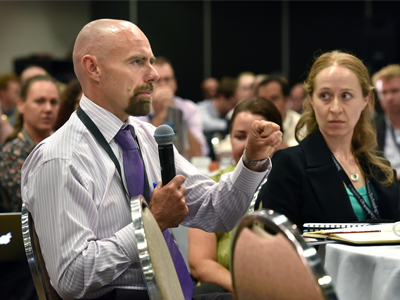 DST delegates Chris Wiren and Kate Foster during a session at Science Meets Parliament on March 1 and 2.