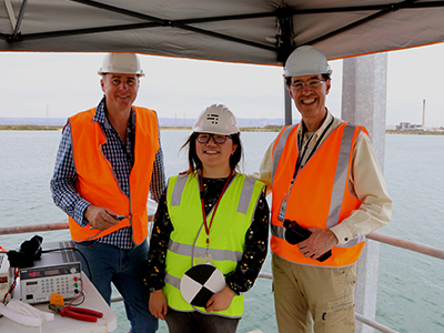 Defence scientist Joyce Mau (middle) with colleagues, on trial at Osborne.