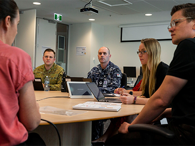 ADF members working with Department of Health staff at the Vaccine Operations Centre