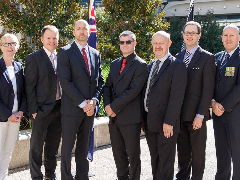 The DST investigation group (L-R) Jennie Clothier, Michael Grant, Jeremy Anderson, Russell Connell, Kelvin Bramley, Dale Quinn and Simon Walsh (AFP).