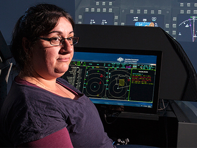 Angela Consoli in the Future Integrated Mission System (FIMS) development suite.