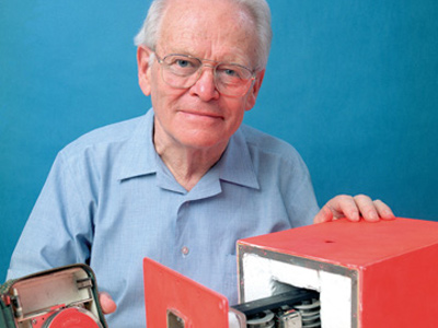 Dr David Warren with the black box flight recorder
