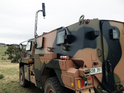 Desert Owl on display at the Puckapunyal Army training facility. The vision technology system on a defence land vehicle.