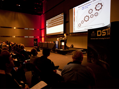 The Defence Innovation Forum was hosted by DSTO and the Defence Capability Development Group to encourage dialogue among industry, universities and research agencies on ways to improve the delivery of technology solutions to Defence. An image of the Defence Innovation Forum