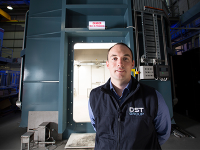 Kane Ivory outside DST's new battery test facility. Kane Ivory outside DST's new battery test facility.