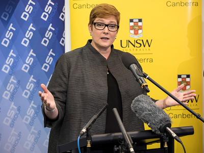 Minister for Defence Senator the Hon Marise Payne annouced the new satellite research program in Canberra, on Monday 17 October 2016. Minister for Defence Senator the Hon Marise Payne.