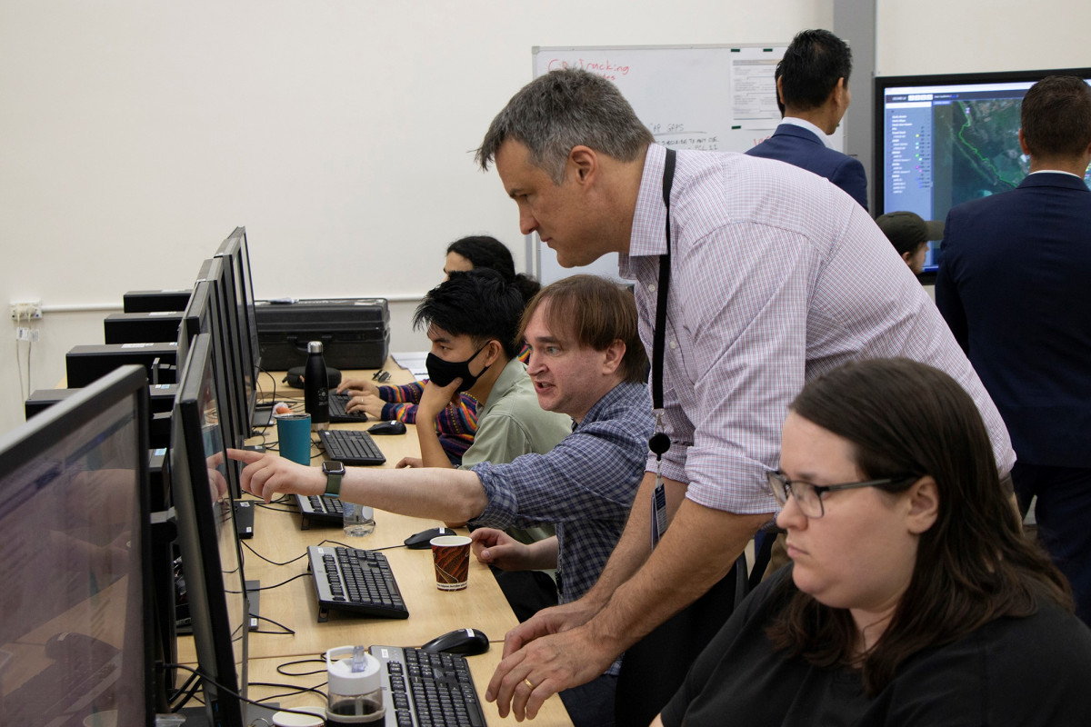 Group of scientists participating in a collaborative activity