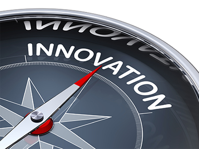 DST plays an important role in Defence S&T capabilities and innovation programs A stock image of a compass with the needle pointing to the word 'innovation'
