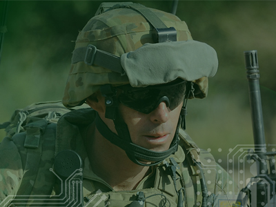 The theme for the inaugural Future Land Force Conference 2014 was 'Integrating the Future Land Force' Image of a soldier, taken from the brochure for the Future Land Force Conference 2014