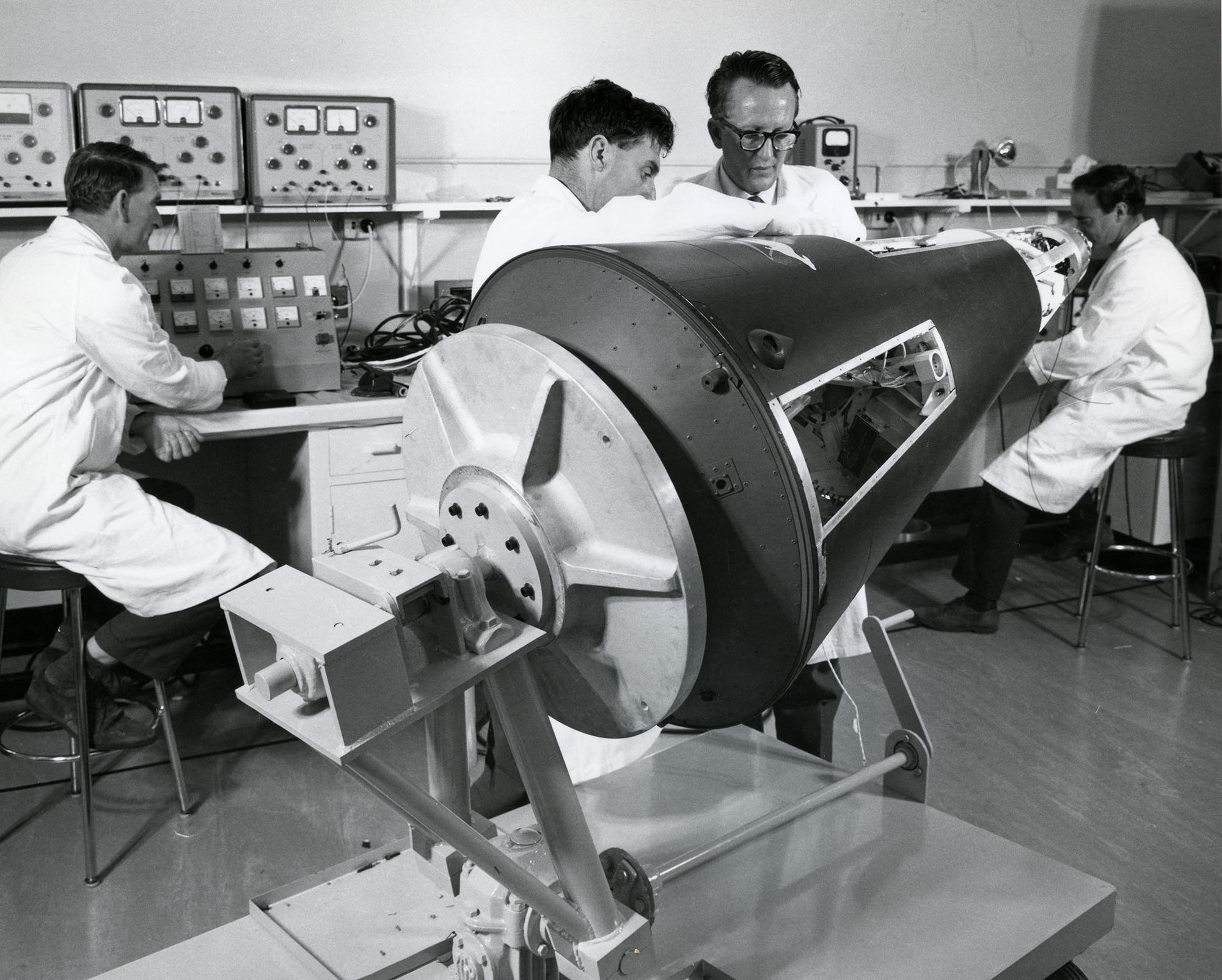 Working on WRESAT at the University of Adelaide. Photo courtesy of Prof John Carver.