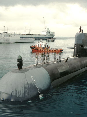 A photograph of the Collins class submarine