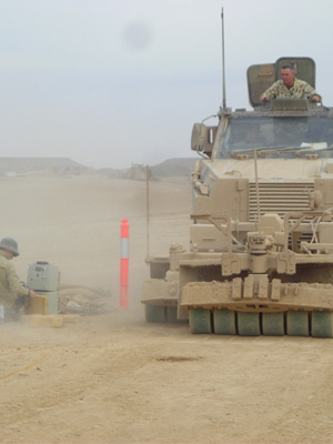 An image of a mine roller trial.