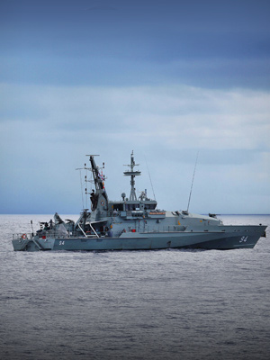 Armidale Class Patrol Boat, HMAS Launceston, at sea Armidale Class Patrol Boat, HMAS Launceston, at sea.