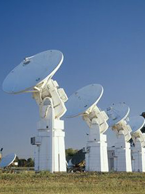 Several satellite dishes. Several satellite dishes.