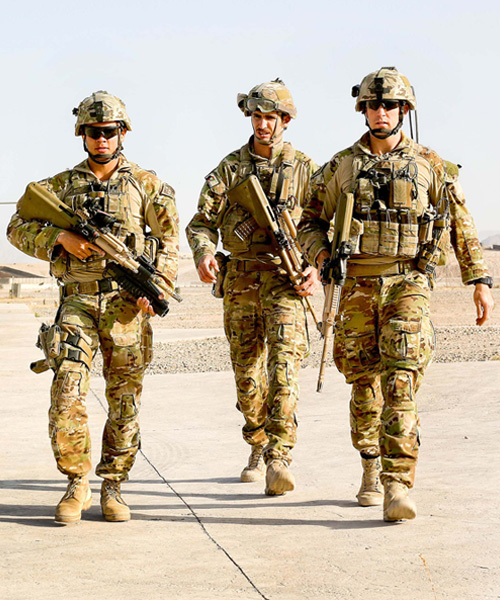 Troops wearing the new lightweight type Tiered Body Armour System.