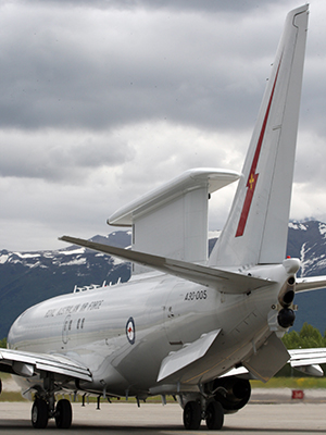 A Wedgetail Airborne Early Warning and Control Aircraft from No. 2 Squadron taxis out from Joint Base Elmendorf-Richardson, during Exercise Red Flag Alaska 12-2.