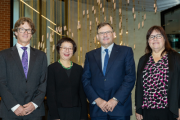 (L-R) Dr Axel Bender, OCE STaR Shot Leader, Professor Jia-Yee Lee, Director CADRE-OCE, University of Melbourne, Professor Duncan Maskell, Vice-Chancellor of the University of Melbourne and Professor Emily Hilder, Acting Chief Defence Scientist. Image supplied by The University of Melbourne