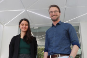 University of Adelaide undergraduate Nicole Jefferies and Defence scientist Dr James Biddle