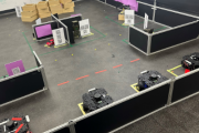 The team of autonomous land vehicle scouts ready to explore the University of Adelaide laboratory environment.