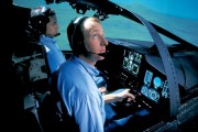 A photograph of a pilot taking part in an ALR 2002 radar warning reciever flight simulation 