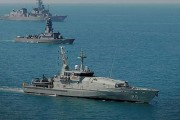 Armidale Class Patrol Boat, HMAS Maitland (foreground) in formation during Exercise Kakadu.