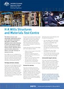 The cover of the H A Wills Structures and Materials Test Centre Fact Sheet