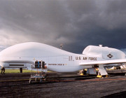 Global Hawk (renamed Southern Cross II) prepares for a flight test in 2001. Global Hawk (renamed Southern Cross II) prepares for a flight test in 2001.