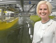 Jenny Mathew at the Australian Maritime College Model Test Basin facility.