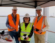 Defence scientist Joyce Mau (middle) with colleagues, on trial at Osborne.