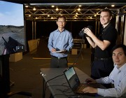 Just how does one build a convincing virtual landscape? Defence scientists Dr Bin Lee (LD) and Jay Yu are facing that challenge.
