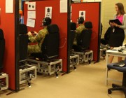 Researcher monitoring the driving trial shows caffeine can reduce driver error Researcher monitoring driving trial