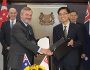 L-R: Assistant Minister for Defence Mr Stuart Robert, Chief Defence Scientist (Australia) Dr Alex Zelinsky, Chief Defence Scientist (Singapore) Professor Quek Tong Boon, Second Minister for Defence Mr Lui Tuck Yew 