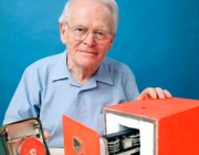 Dr David Warren with the Black Box flight data recorder