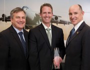 From left: Chief Defence Scientist Dr Alex Zelinsky, Stealth Technology expert Dr Andrew Amiet and Mr Robert Stuart, Assistant Minister for Defence. 