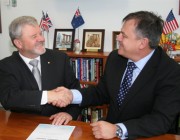 Chief Defence Scientist Dr Alex Zelinsky (right) with Lockheed Martin Australia Chief Executive Raydon Gates.