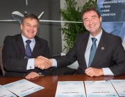 Chief Defence Scientist Dr Alex Zelinsky (left) and Northrop Grumman Australia Chief Executive Mr Ian Irving.