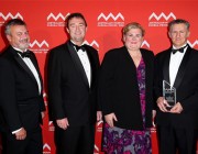 Chief Defence Scientist Alex Zelinsky (left) presented the award to the Northrop Grumman team (L-R): Ian Irving, CEO Northrop Grumman Australia, Winter McCall and Shane Cooper. 