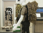 The exoskeleton fitted to a manekin. The exoskeleton fitted to a manekin.