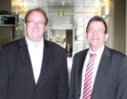 Senator the Hon David Feeney (left) with Deputy Chief Defence Scientist Dr Warren Harch (right) meeting to discuss Maritime Security and other areas of Defence and national security. 