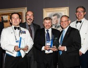 (L-R) Acting Secretary of the Department of Defence, Brendan Sergeant, Captain Carl Bird, Mike Bell (DSTO), Laurie Bird (DMO), Mark Pitt (DSTO), Wing Commander Joe Bennett and CDS Dr Alex Zelinsky. 