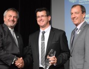 L-R Chief Defence Scientist Dr Alex Zelinsky, Minister's Award winner Dr Mark Patterson, and the Minister for Defence Materiel and Science the Hon Mal Brough MP