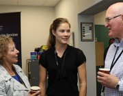 R&I Graduate Monique Hollick (middle) talking with DST Chiefs Dr Janis Cocking and Dr John Riley. R&I Graduate Monique Hollick (middle) talking with DST Chiefs Dr Janis Cocking and Dr John Riley.