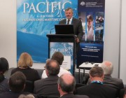 Chief Defence Scientist Dr Alex Zelinsky, speaking at the Pacific 2015 maritime expo.