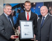 Rhys Lehmann with Dr Zelinsky and Air Commodore Noel Schmidt during the awards presentation. 