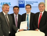 L-R: Chief Defence Scientist Dr Alex Zelinsky, Professor Arun Sharma (QUT Deputy Vice-Chancellor), Michael Wycisk (Siemens AG) and Jeff Connolly (Siemens Australia CEO)