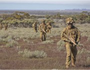 Members from the 1st Brigade, Australian Army, on patrol during Exercise Boars Run at Cultana Training Area. Members from the 1st Brigade, Australian Army, on patrol during Exercise Boars Run at Cultana Training Area.