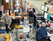 In the Fatigue and Fracture Laboratory where this testing has been taking place (L-R): Patrick Frezza (ACS-A), Claire Dunne (RMIT University), and Lachlan Burgess-Orton (DSTG).