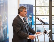 Chief Defence Scientist Dr Alex Zelinsky speaking at the launch of new the Defence Science Partnerships program. 